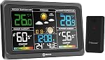 Geevon Thermomètre intérieur intérieur sans fil, Thermomètre numérique à affichage couleur avec baromètre, USB Port de recharge et rétroéclairage réglable (Station météorologique avec 1 Capteur)
