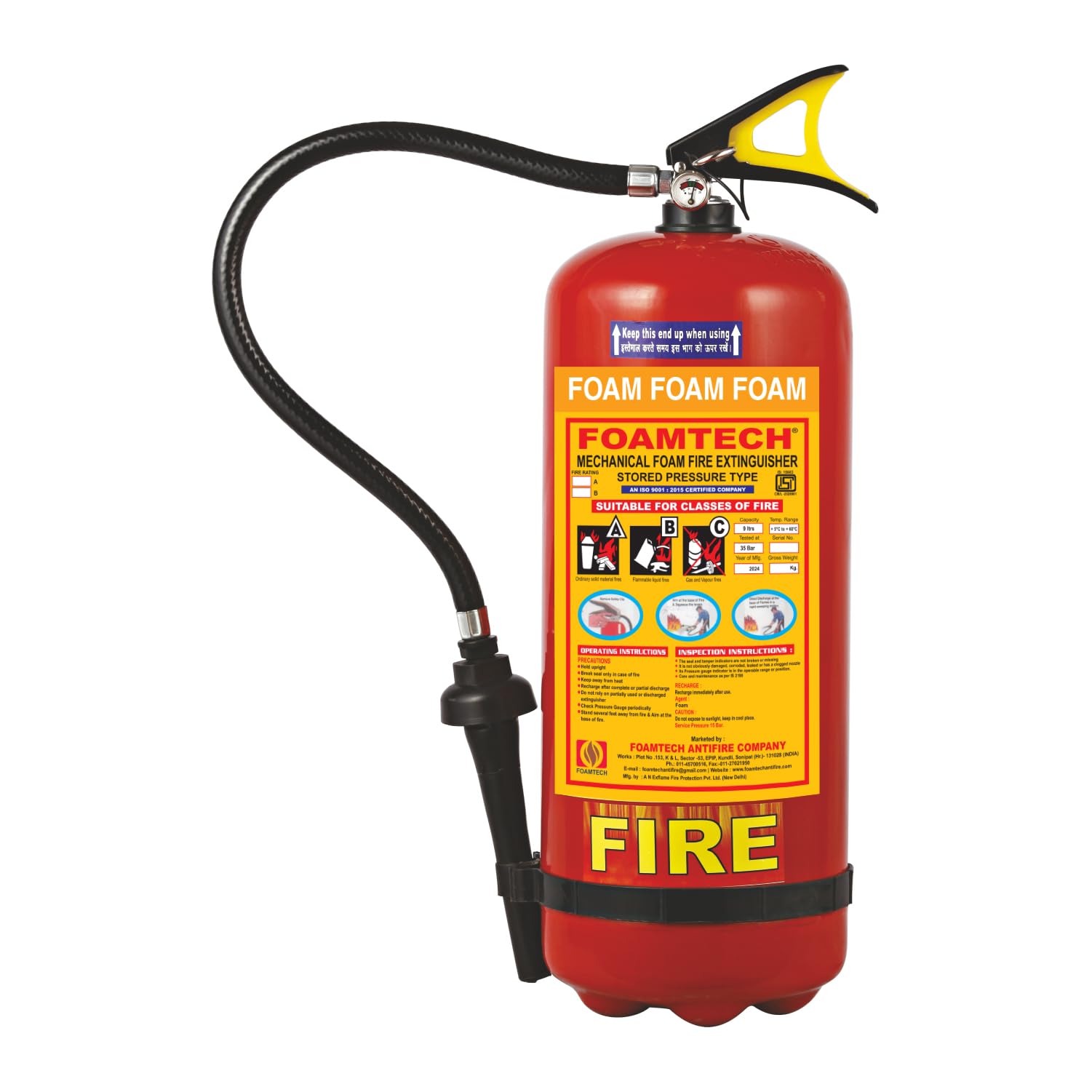 Mechanical Foam Type Store Pressure 9 LTR Capacity for Home | Fire Safety for All Types of Fire for Home, Office & Car Safety | Fire Extinguisher for Office-picture-21