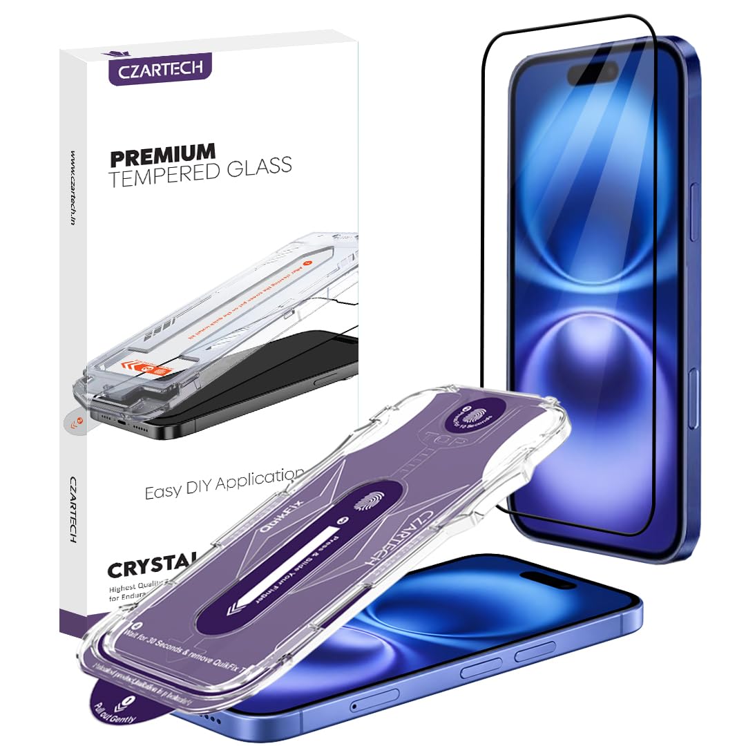 CZARTECH [Auto Align] Tempered Glass For iPhone 17 Screen Protector Edge to Edge Full Protection HD glass with Quik Fix Application | Bubble & Dust Free | Scratch Resistant | Military Grade Protection. — Amazon image 15