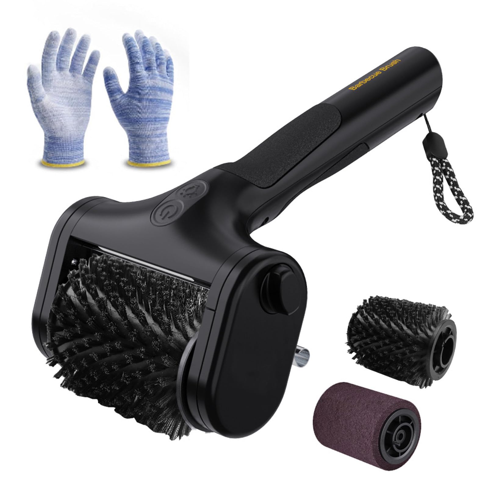 QSWLHLYY Electric Grill Brush, Cordless BBQ Grill Cleaner with Replaceable Brush Heads, Heavy Duty Grill Scrubber with LED Light, Stainless Steel Bristles for Indoor Outdoor Grills