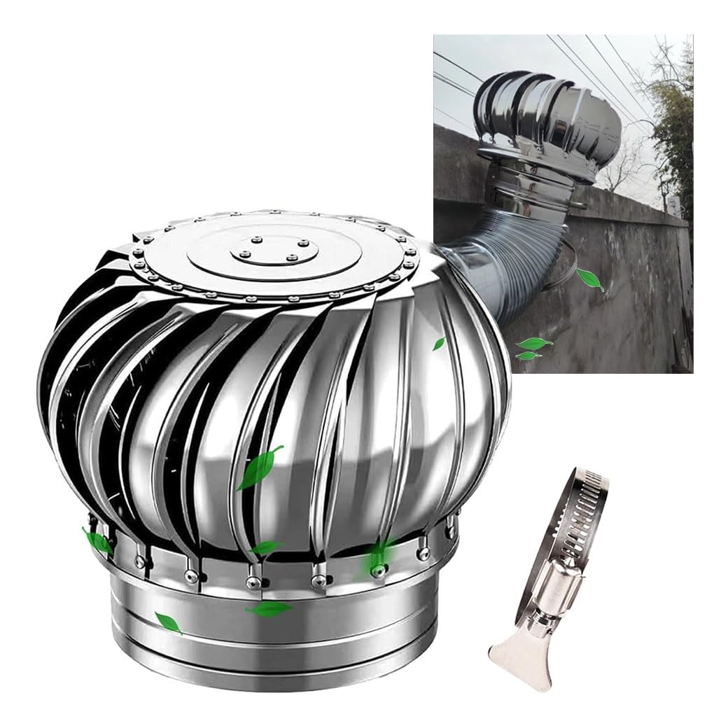 3 6 8 10 18 39 En Acero Inoxidable Sin Alimentación Ventilador De Techo Ventilador De Ático, Ventilador De Turbina De Techo Tapas De Capucha Chimenea Giratorias(350mm/13.8in)