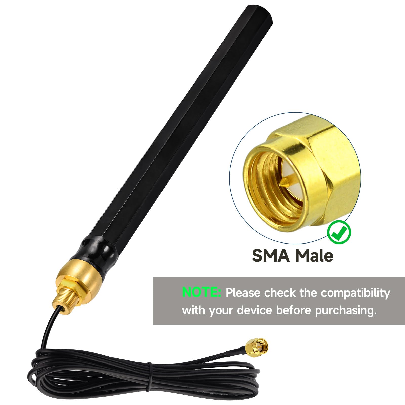 Superbat Antenna 4G LTE Esterna 698-2700MHz 8dBi Omnidirezionale Impermeabile Montaggio a Parete Cavo RG174 3m con Connettori SMA/RPSMA Compatibile Router e Amplificatori di Segnale.