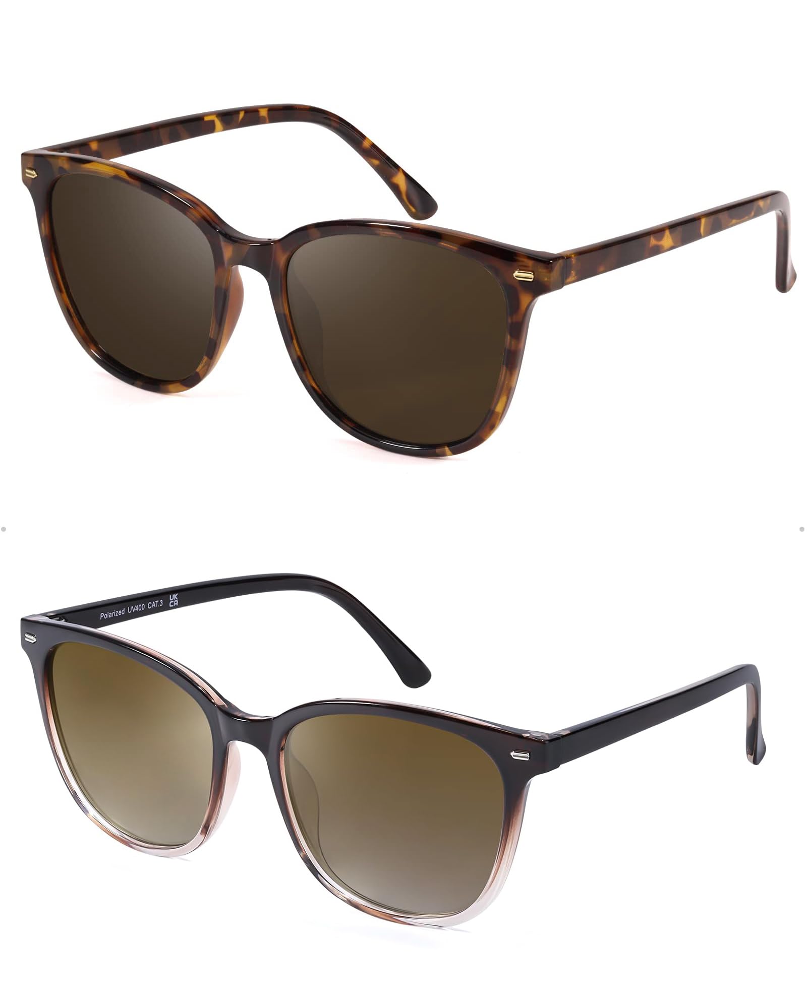 FIMILU2 Packs Sunglasses for Women Polarized UV400 Protection Lens Big Frame Fashion Glasses Trendy Stylish Shade