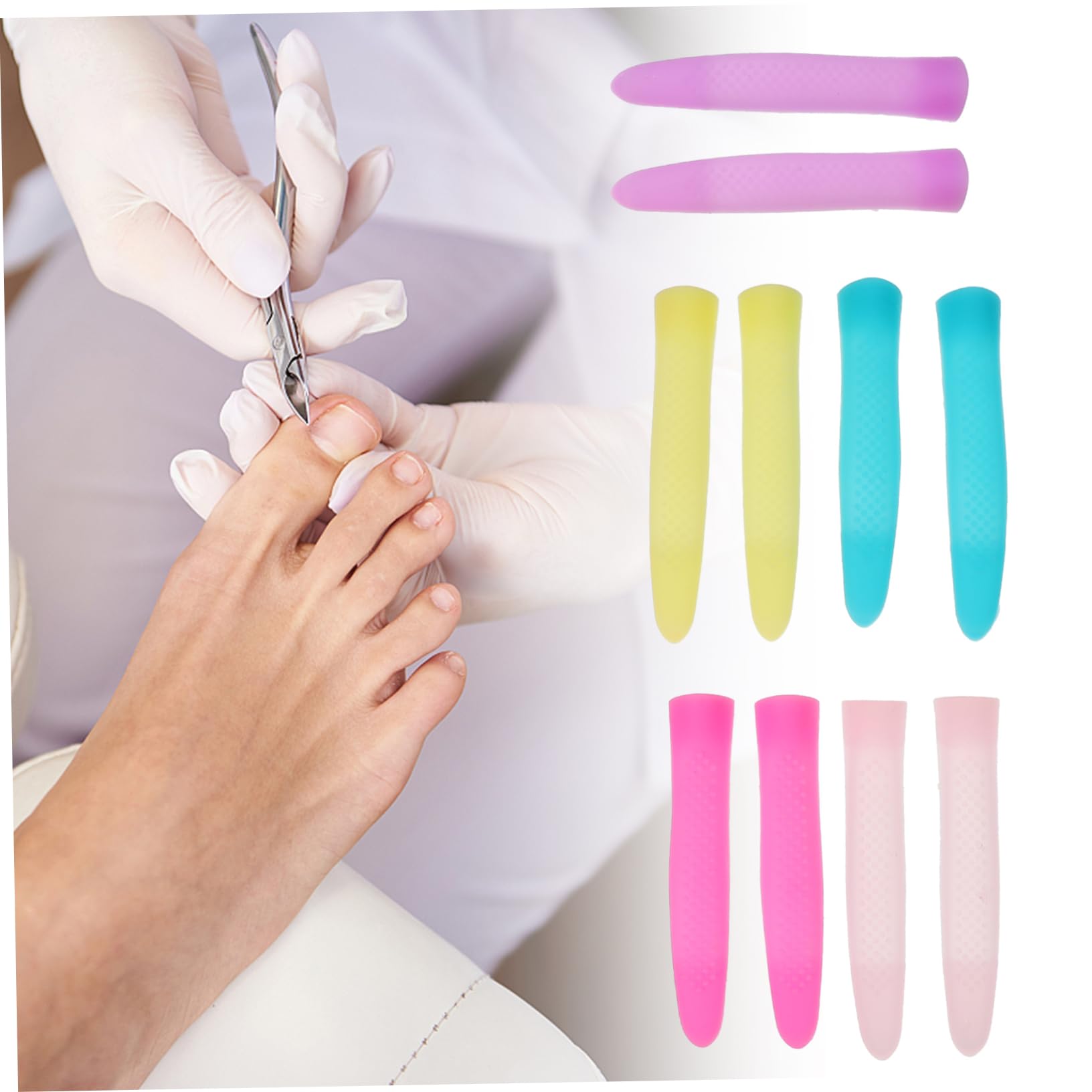 FRCOLOR 10 paia di forbici per pelle morta, manico in silicone, strumenti per manicure, pinzette per ciglia, copertura per cuticole
