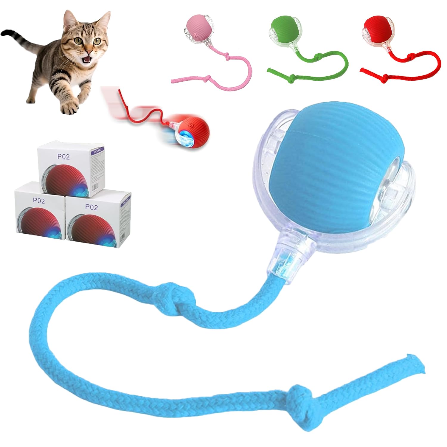 Cat Toy,Interactive Cat Toy Ball,2025 New Interactive Dog Cat Toys Balls, Solve Your Cat's BoredomInteractive Dog & Cat'S Toys for Indoor Pet Kittens (blue 1pcs)