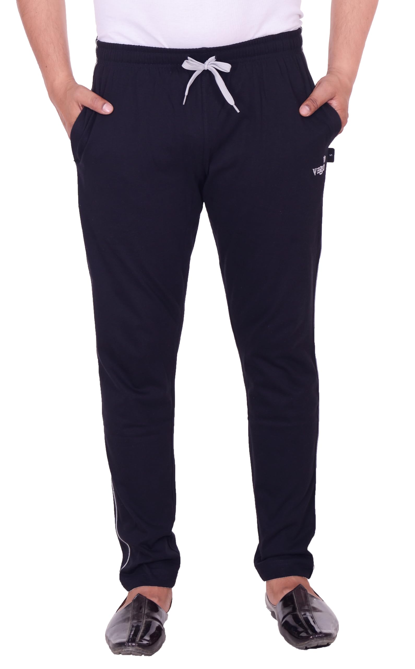VEGO Men's Regular Fit Pure Cotton Black Plus Size Lower/Track Pants-picture-37