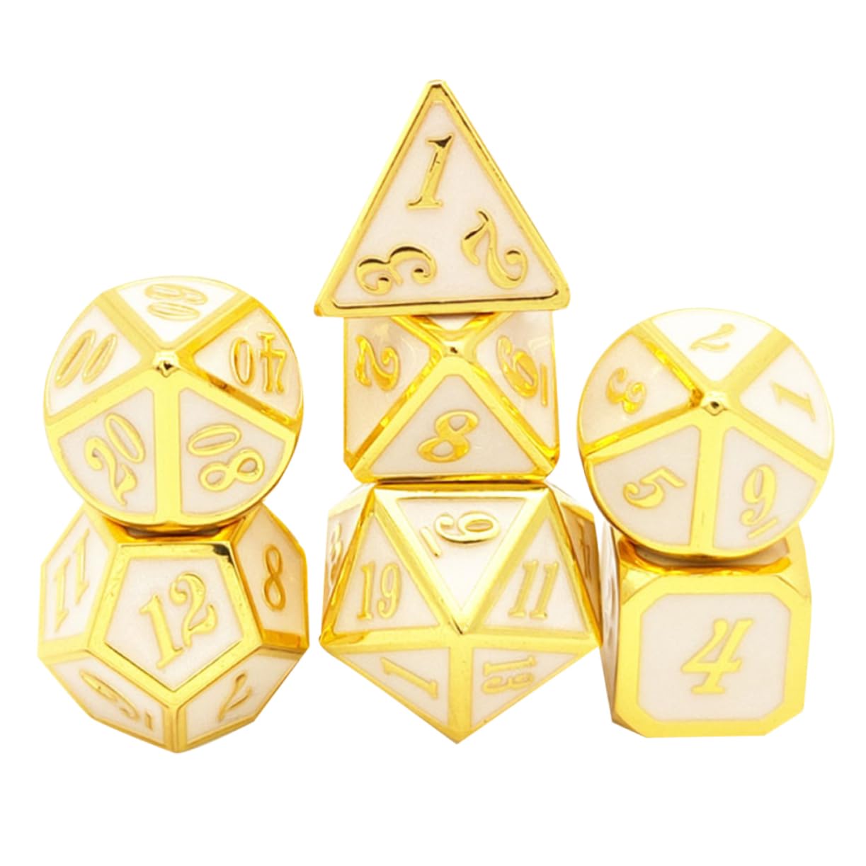 Goldene Polyederwürfel aus Zinklegierung für Brettspiele