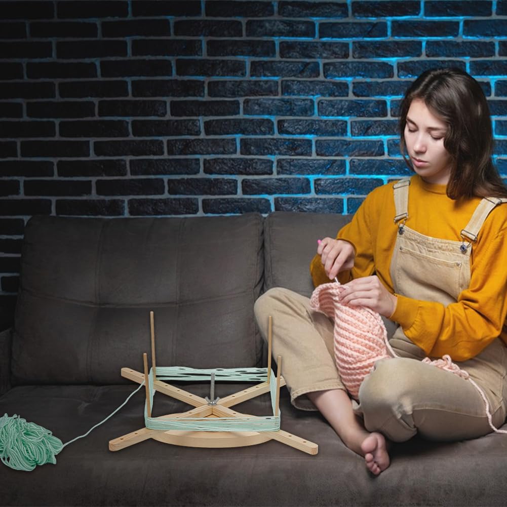 BENECREAT Filato Rapido Portatile In Legno, Avvolgitore per Filati, Strumento di Finitura per Filati Da Ricamo Da Tavolo con Base Ovale per Lana, Filato e Filo Da Ricamo