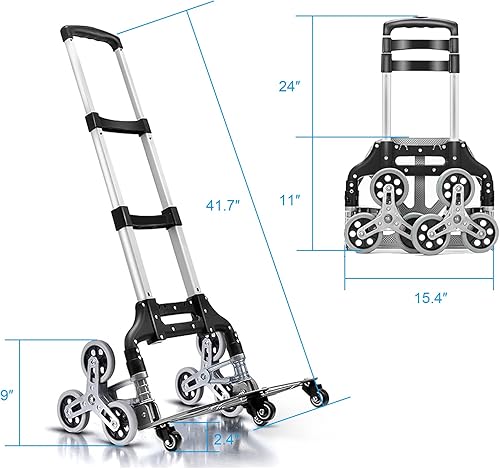 Miniatura 2 de Carro de escalador de escaleras Carro de mano con ruedas, carrito de compras plegable para compras, carretilla plegable de aleación de aluminio para