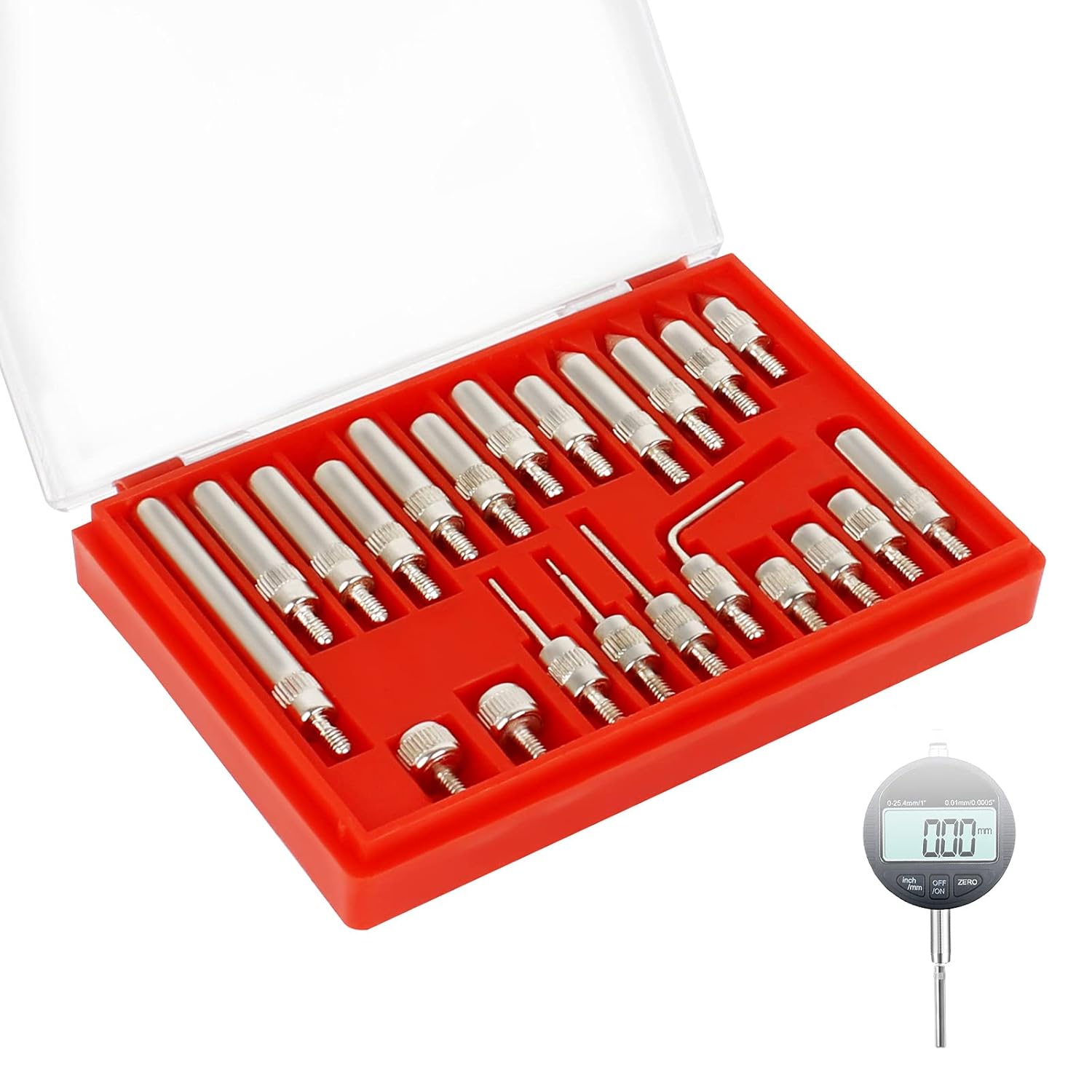 22 PCS Dial Indicator Pointed Tip Dial Gauge Tip Steel Test Indicator Contact Pointed Tip With a