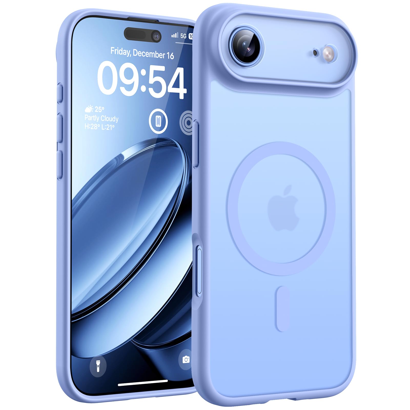TOCOL Cover Magnetica per iPhone Air 6,5 Pollic, Compatibile con MagSafe, Anello Magnetico Incorporato, Protezione Fotocamera Integrata, Custodia Antiurto per iPhone 17 Air, Blu Chiaro