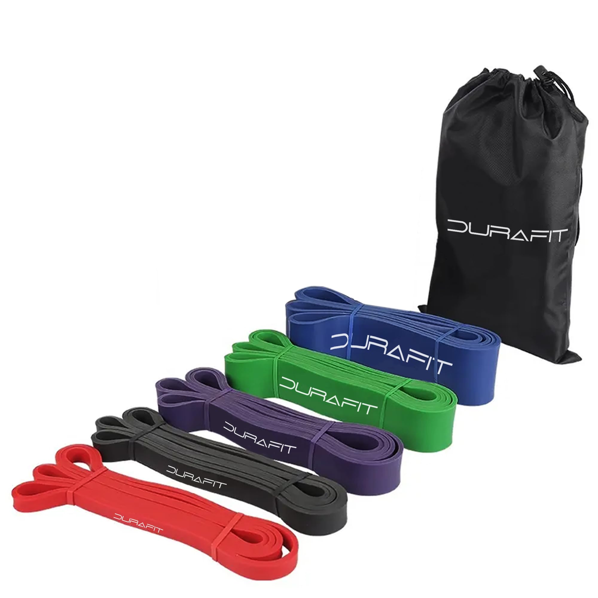 DurafitResistance Bands-High Durability Heavy Duty Resistance Bands for Pull-up Assistance, Exercise, Weightlifting, Stretching, Working Out, and Strength Training with Included Carry Bag