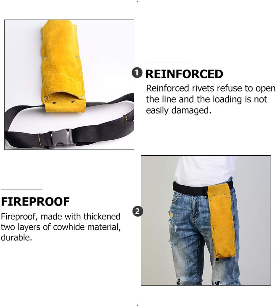 TEHAUX Cowhide Leather Welding Rod Bag Rod Holder Pouch Storage Container Tool Bag Random Color