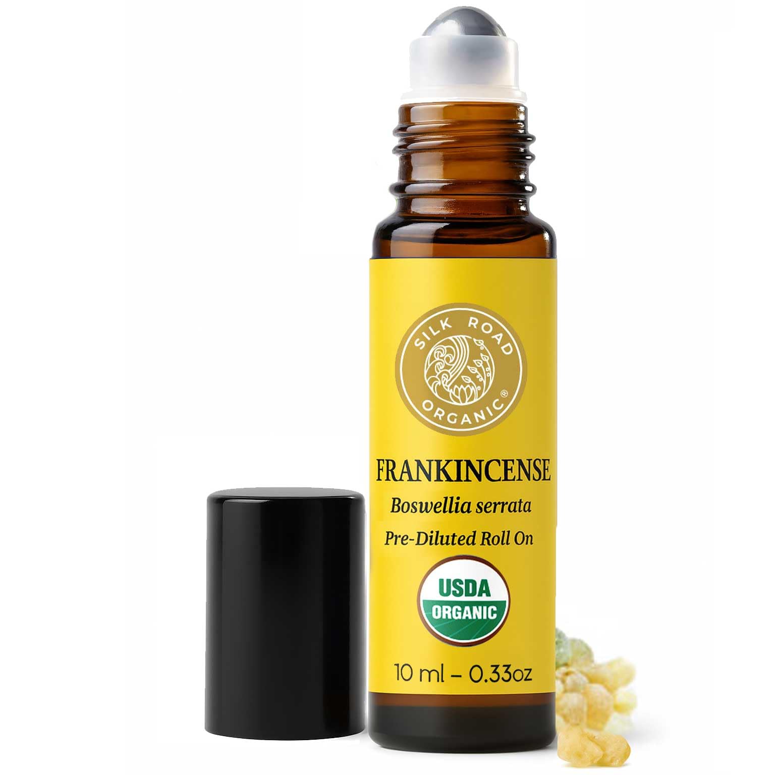 Silk Road Organic Frankincense Serrata Essential Oil Roll on for Deep Relief of Body Aches & Stiffness | USDA Certified Aromatherapy Roller (10 ml)