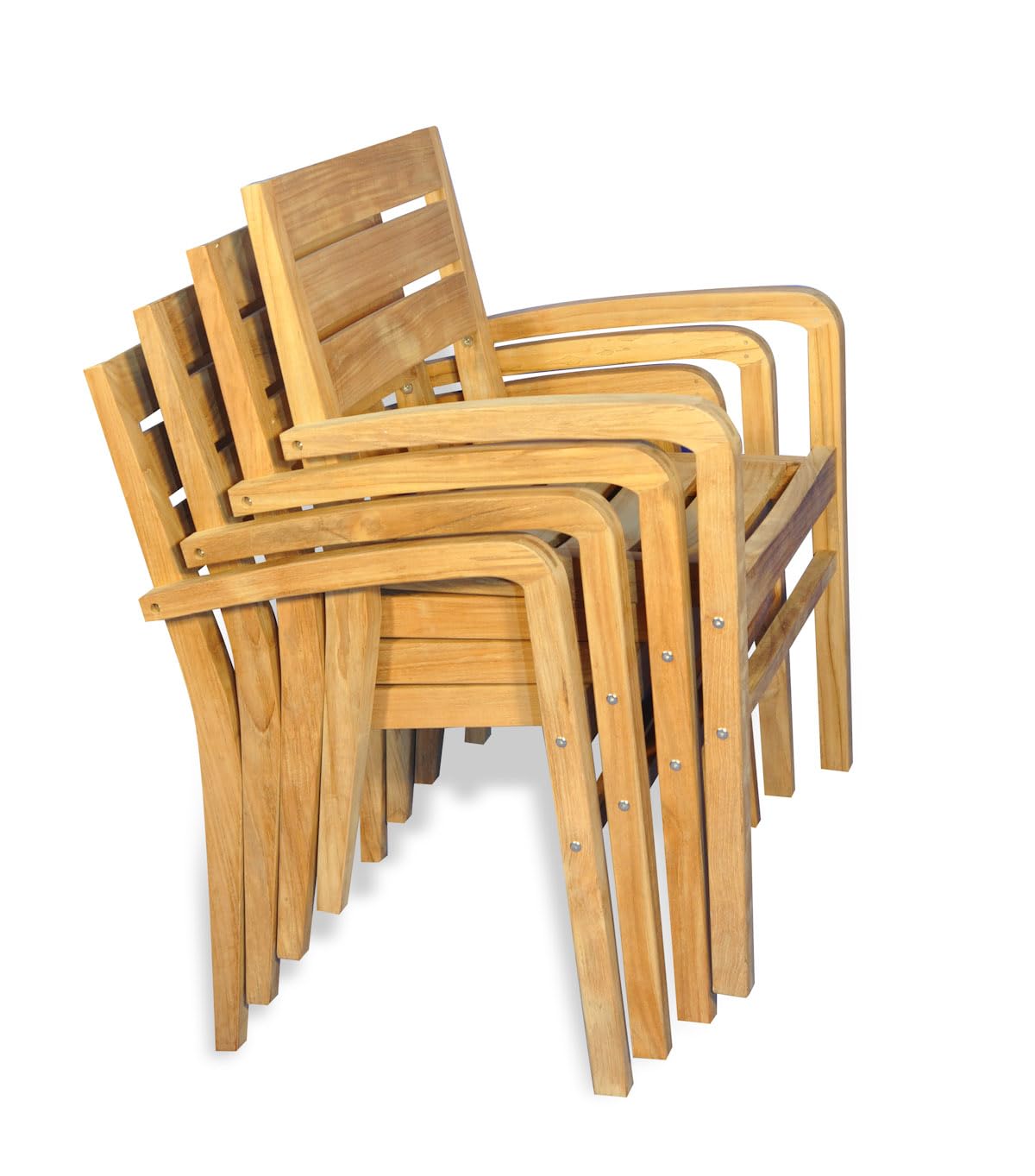 GOLDENTEAK Teak Stacking Chair (Set of 4) - Chilmark Collection
