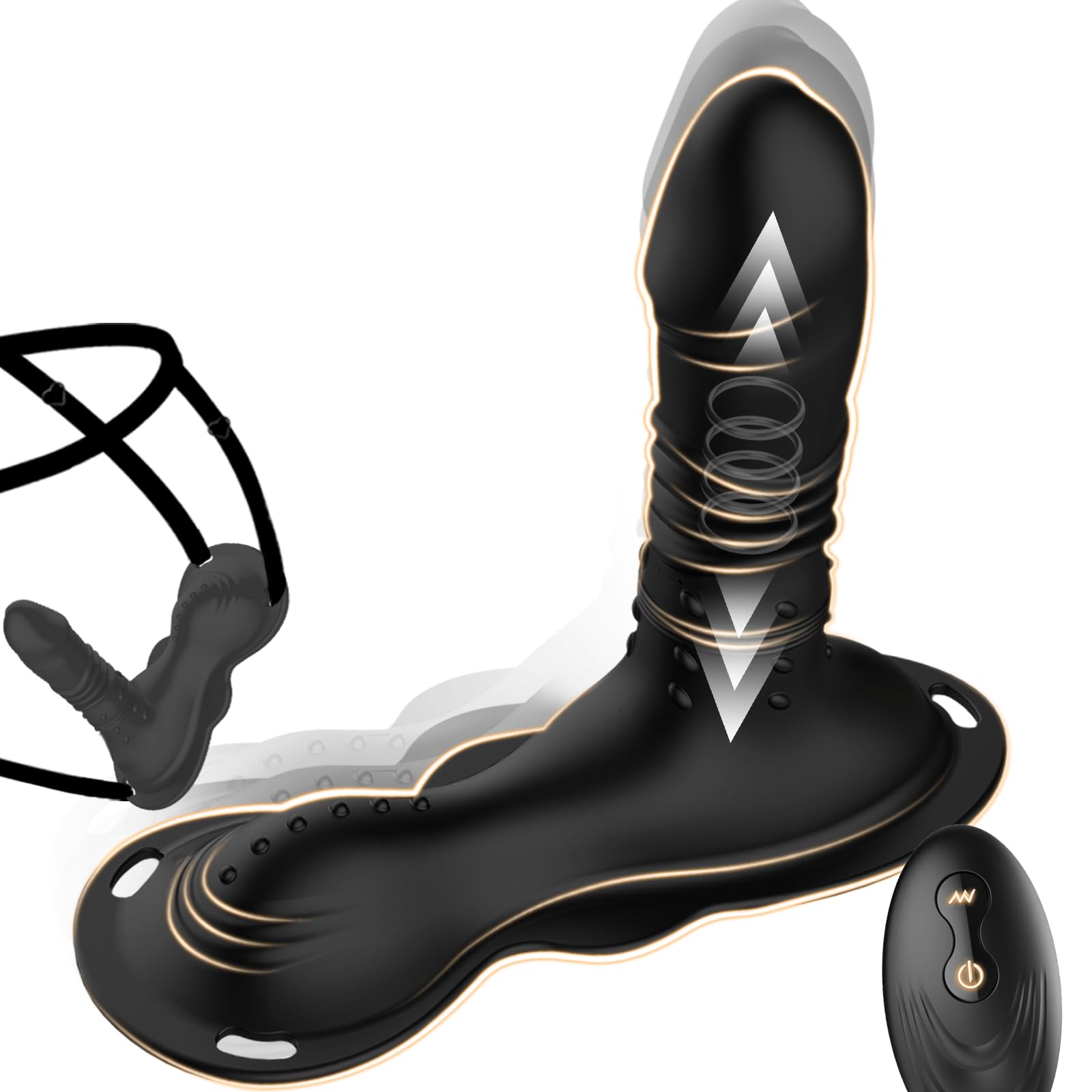 Gode Vibromasseur Va et Vient sextoy Femme Clitoridienne Plug Anal, Noir