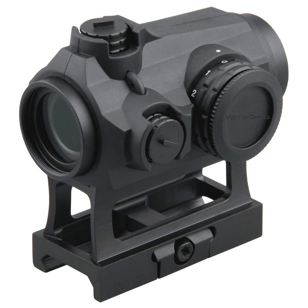 Vector Optics Maverick 1x22 Rubber Armed Tactical Compact Light Weight Red Dot Sight with 1 MOA per Click, Red Illuminated Reticles, 11 Levels of Illumination, Picatinny QD Riser Mount