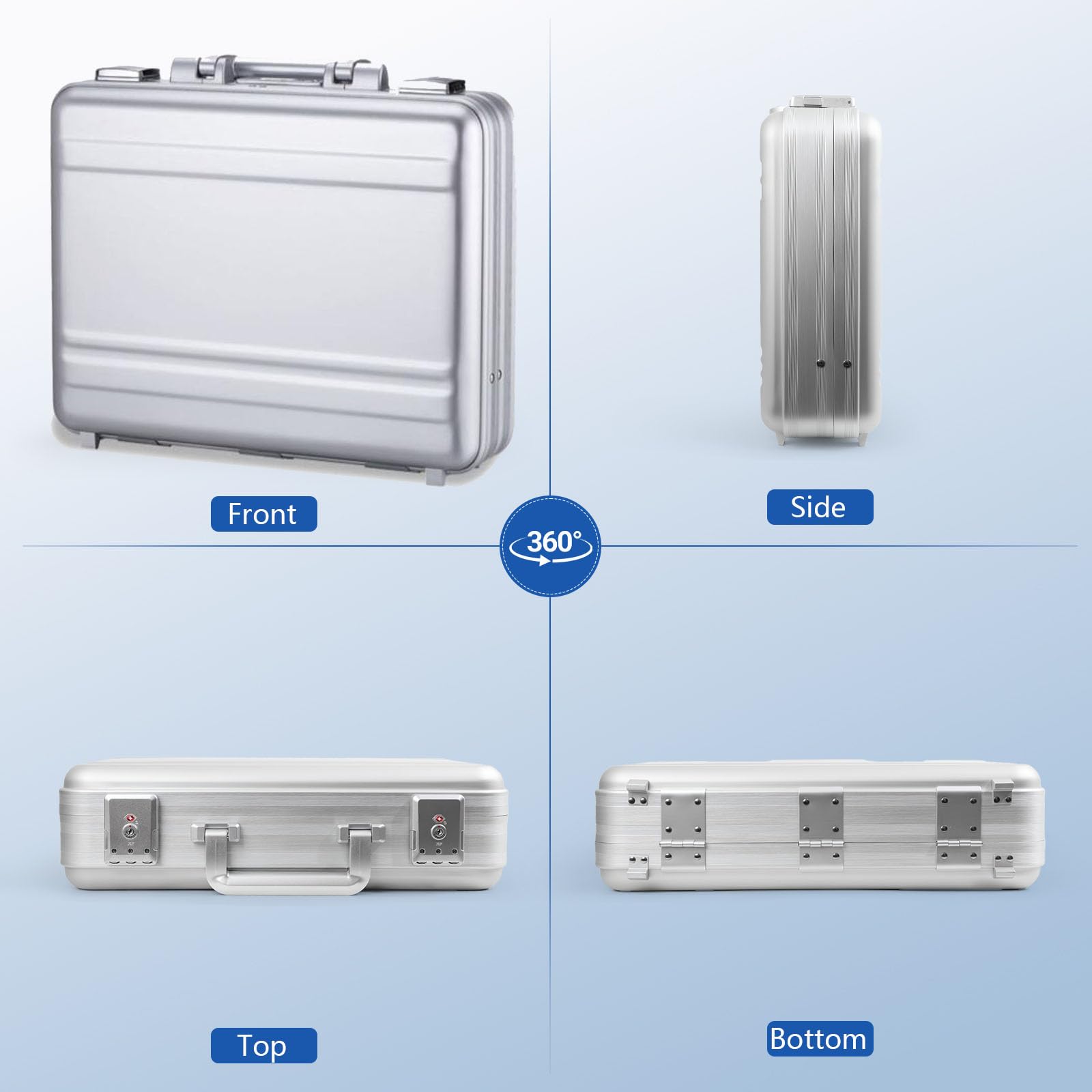Aluminium Laptop Aktentasche Hartschalenkoffer TSA Kombination Schloss Flightcase abnehmbarer Schaumschmuck und Uhr tragbare Tragetasche