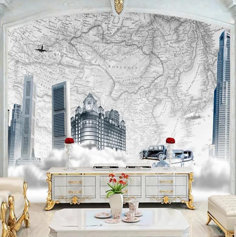 Revêtement mural 3D haut de gamme motif ciment et bananier 300cm