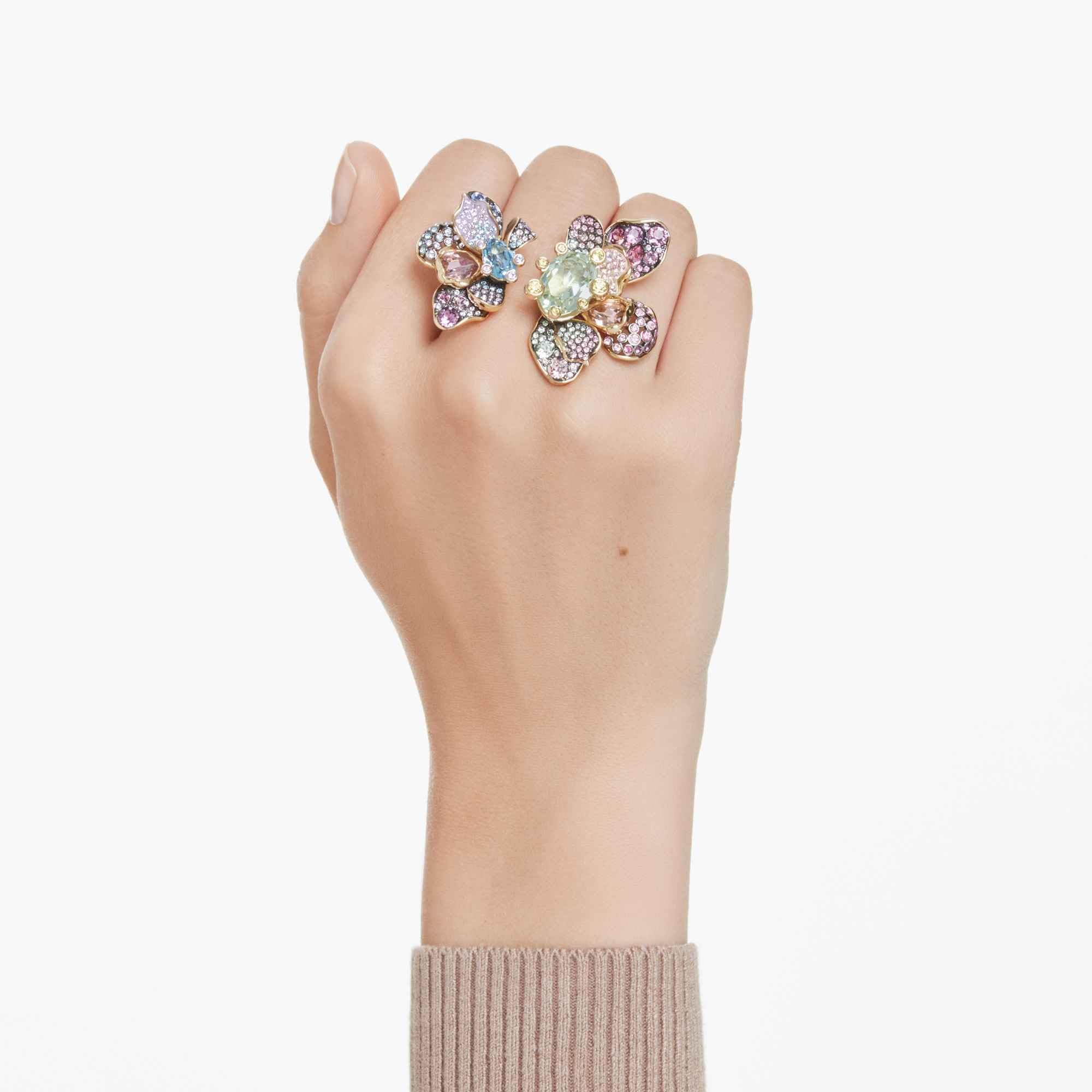 Swarovski Idyllia Anillo de cristal con flor de pavo real Multicolor Sin piedra preciosa, Cristal, Sin piedras preciosas, Cristal, Sin piedras preciosas, Cristal, Sin piedras preciosas