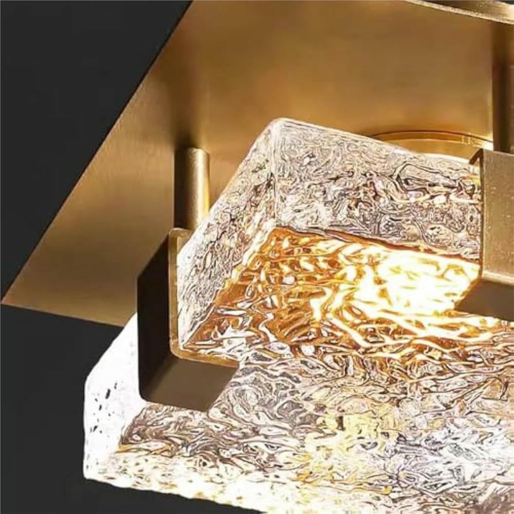 Applique da Parete Quadrata, Lampada da soffitto Moderna con Paralume in Vetro per corridoio, Bagno e Ingresso (Luce Bianca 6000k)