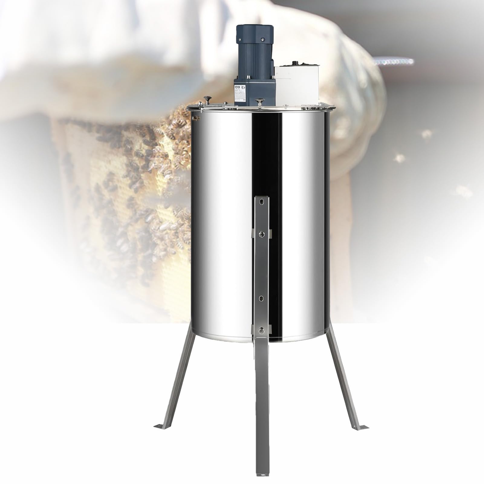 Séparateur D'extracteur De Smielatore Électrique Cadre 3, En Acier Inoxydable Con Coperchio Trasparente E Supporto Regolabile, Per Allevamenti Di Api Grandi E Piccoli Per Apicoltori Dilettanti