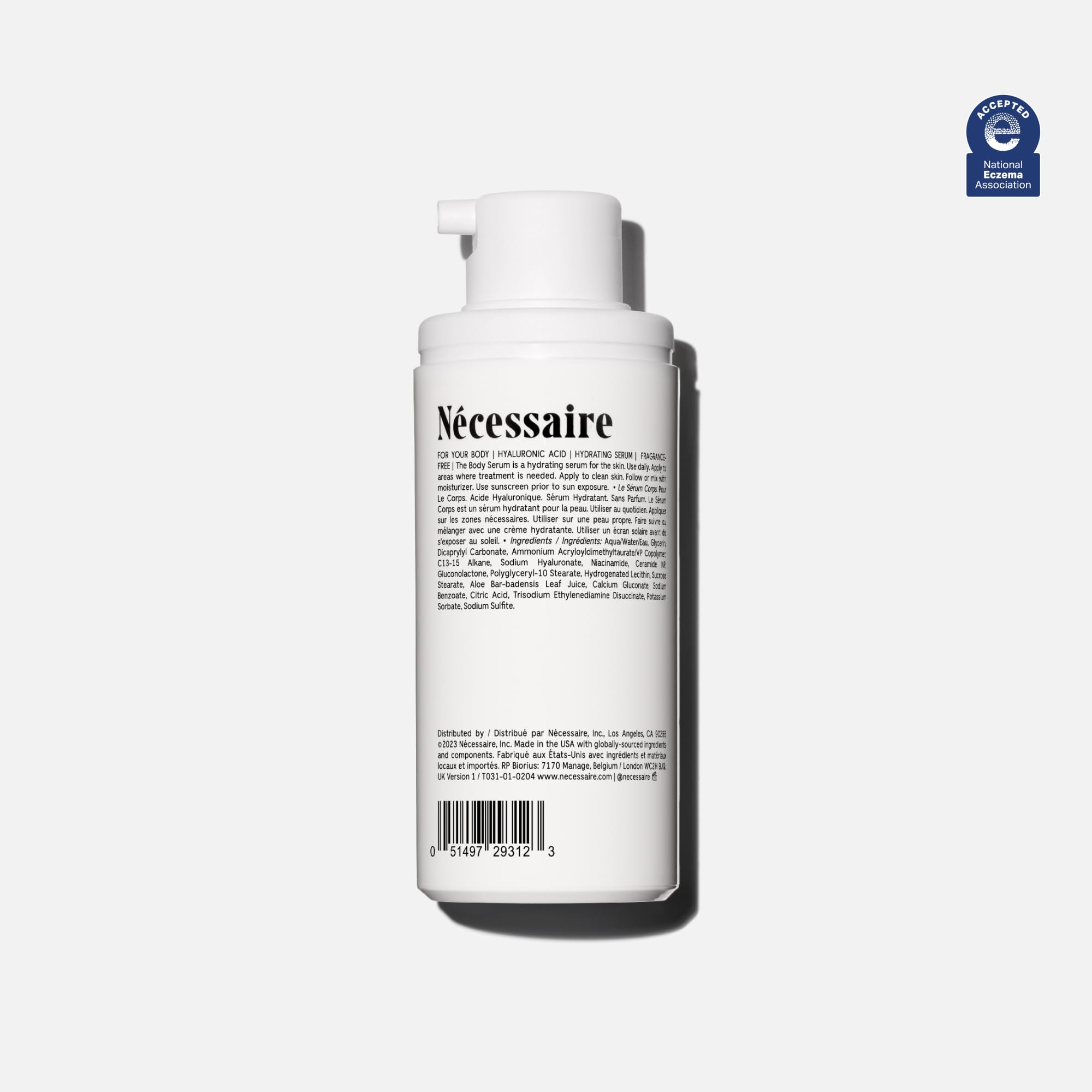 Nécessaire The Body Serum – Fragrance-Free Hyaluronic Acid Body Serum for Women+ Men. Niacinamide Firming Body Lotion – Fast-Absorbing for Sensitive + Eczema-Prone Skin. 150 ml / 5.1 fl oz.: 1.7 Fl Oz (Pack of 1)