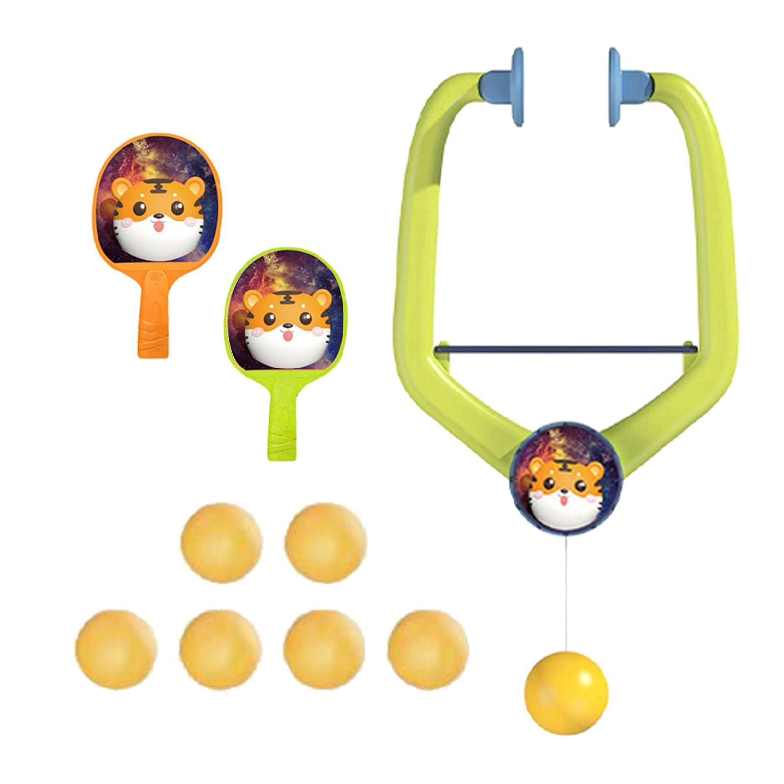 2 Pezzi Pong Set da Interno Appendibile Racchette Palle Portatile Migliora Reazioni Adatto Divertimento Familiare Allenamento