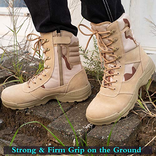 Image of RIELD Men's Military Tactical Work Boots Side Zipper Jungle Army Combat Boots