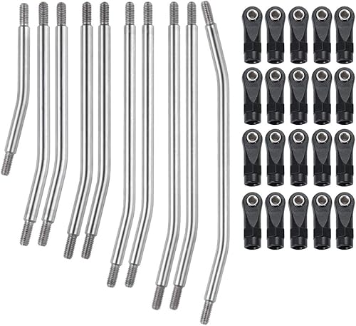 RC-Hub Juego de varillaje de varilla de acero inoxidable de 10 Uds. 12.756 in distancia entre ejes 0.197 in Varilla de dirección para 110 Axial