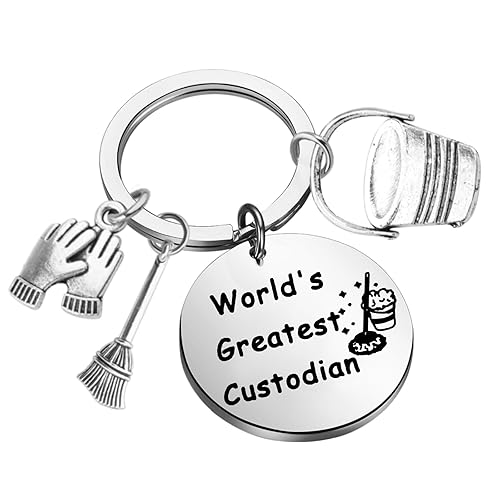 FEELMEM World's Greatest Custodian Keychain Custodian Thank You Gift Appreciation