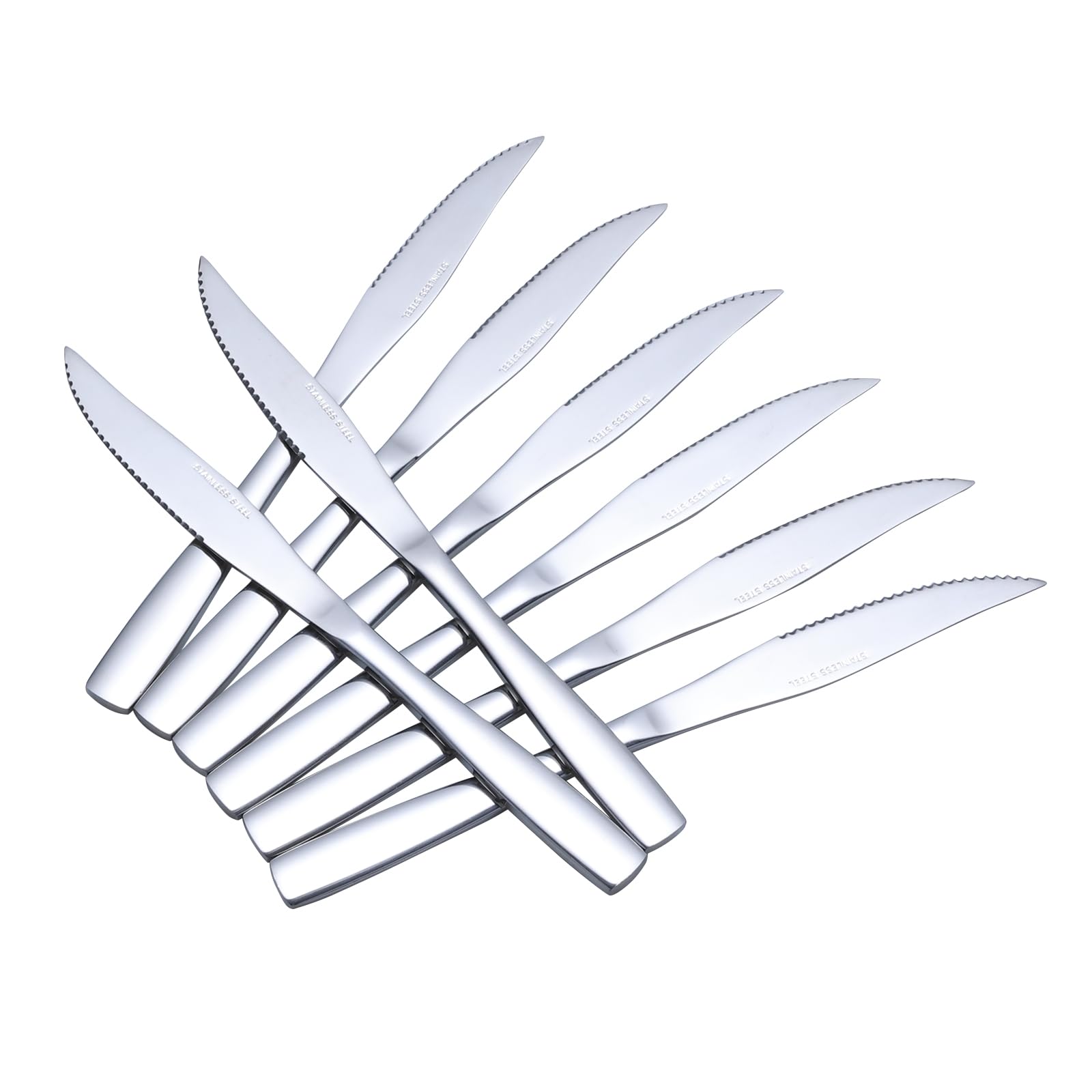Asking Stainless Steel Steak Knife, Set of 8 Sharp Serrated Dinner Knives for Steak