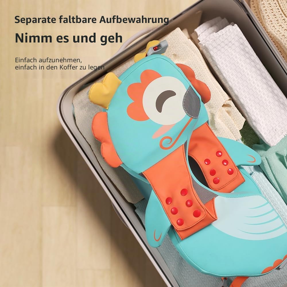 Generic Mambobaby Baby Swim Trainer Float Nicht Aufblasbar Säugling Pool Float für 3-72 Monate Jungen Mädchen, Seeblau, Perlenschaum + Leder