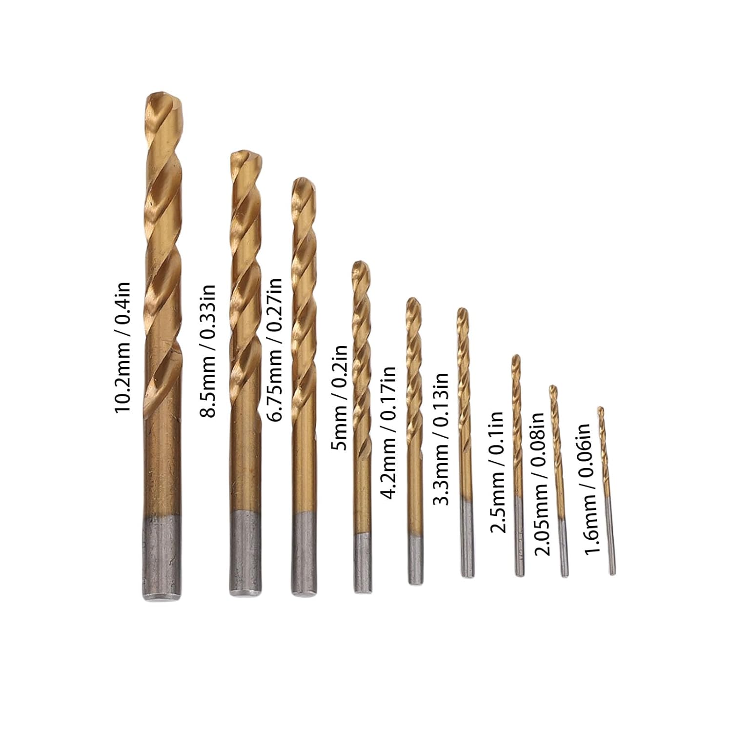 BAFOVY 9PCS Tap and Drill Bit Set, M2-1/16-1/2 Inch Thread Repair Kit with M2 Alloy Steel Ti Plated Coating Wrench for Metal Aluminum Stainless Steel Drilling