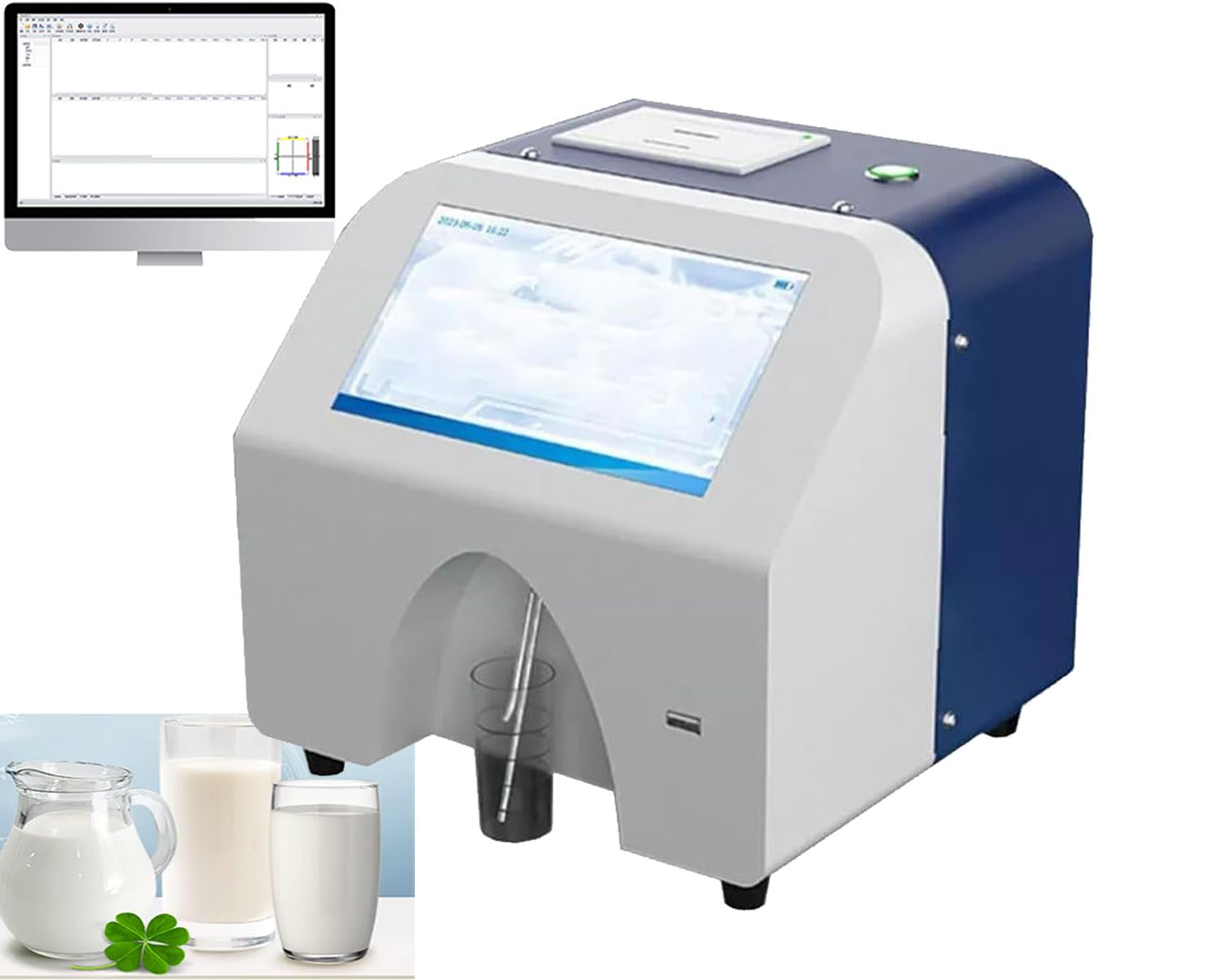 Milk Analyzer Ultrasonic Dairy Composition Analyzer with USB Interface Thermal Printer for Fat Solids Density Added Water Lactose and Protein pH Value Conductivity Analysis