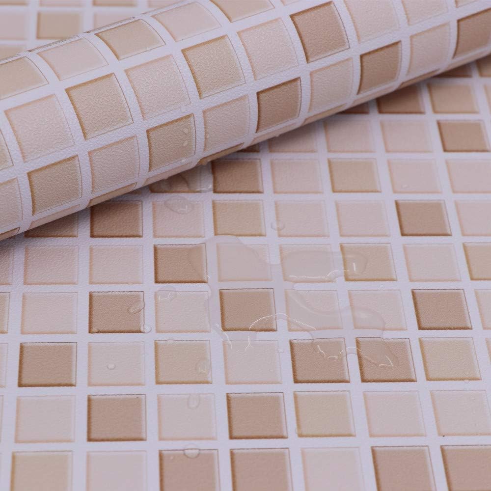 Hode Mosaic Tile Contact Paper Self Adhesive,Tile Stickers for Bathroom,Kitchen,Wall,Tile Peel and Stick Wallpaper for Bathroom 40X300cm Light yellow