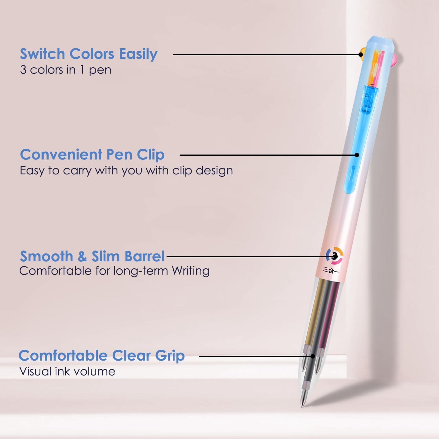 6Pack Multicolor Pens,0.5mm 3-in-1Multicolor Gel Ink Pen,18 Colors Retractable Gel Ink Pens for Office, School Supplies (Multicolor) - Image 4