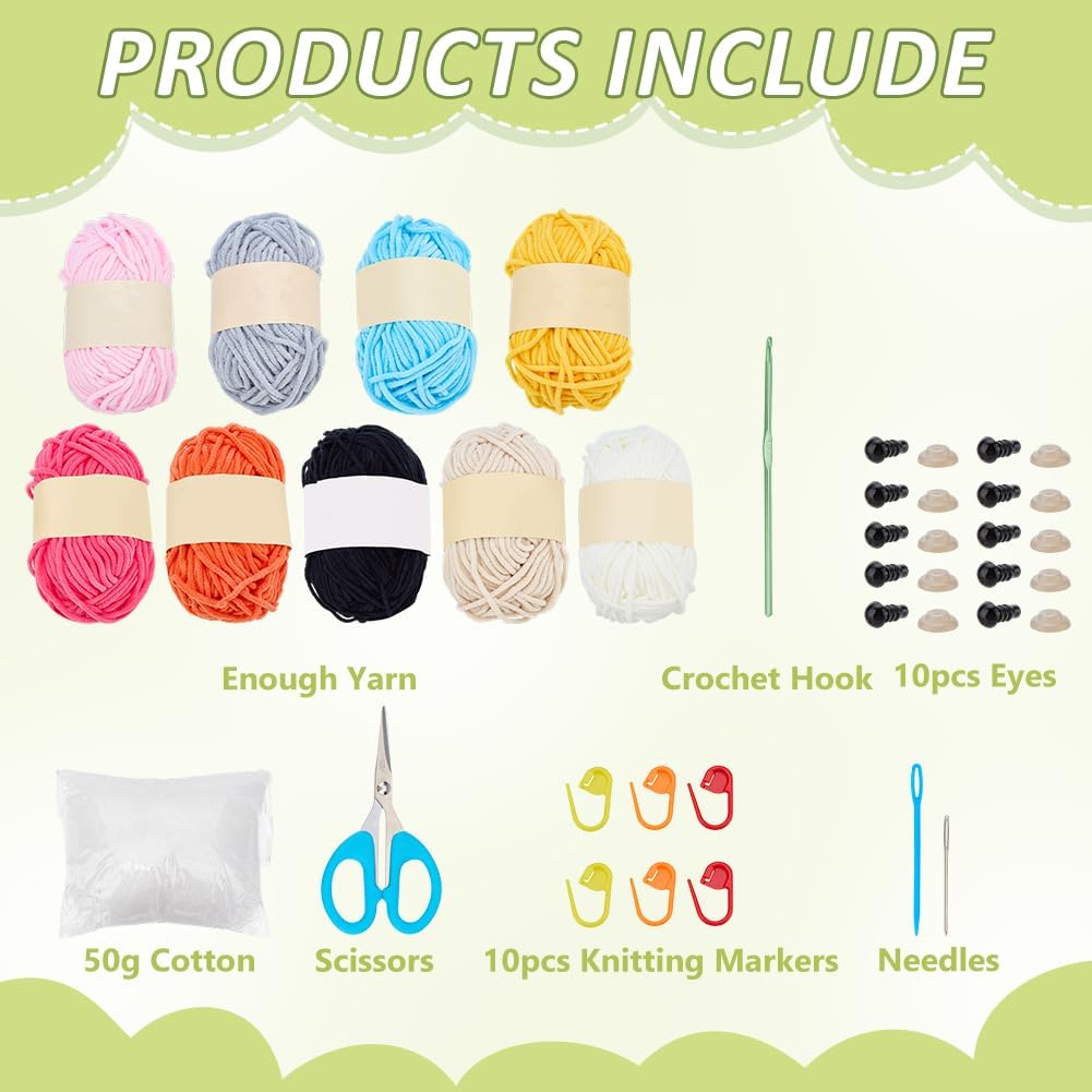 FREEBLOSS 4 Set Bird Crochet Kit for Beginners Crochet Animal Kit with Step-by-Step Video Tutorials Yarn for Crocheting Crafts for Adults
