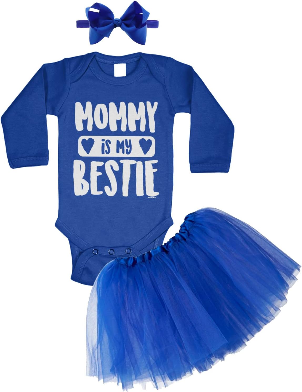 Mommy Is My Bestie - Mother's Day Baby Bodysuit + Tutu Skirt + Bow Headband Set