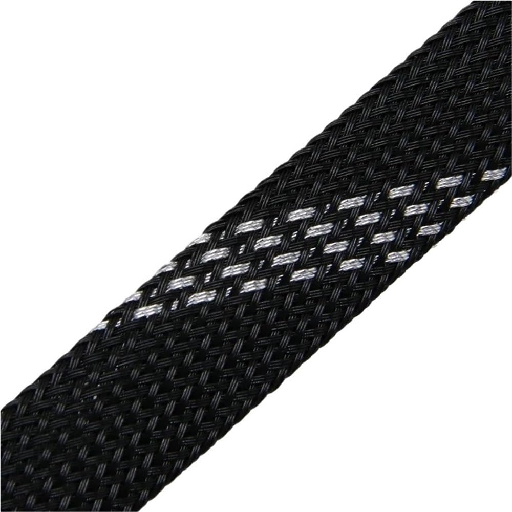 Manica intrecciata Guaine in treccia PET, spessore 10 mm, guaina espandibile ad alta densità for cavi, protettiva avvolgente lunga 1-50 m for fili, 1 pz(Black Silver,30 Meters)