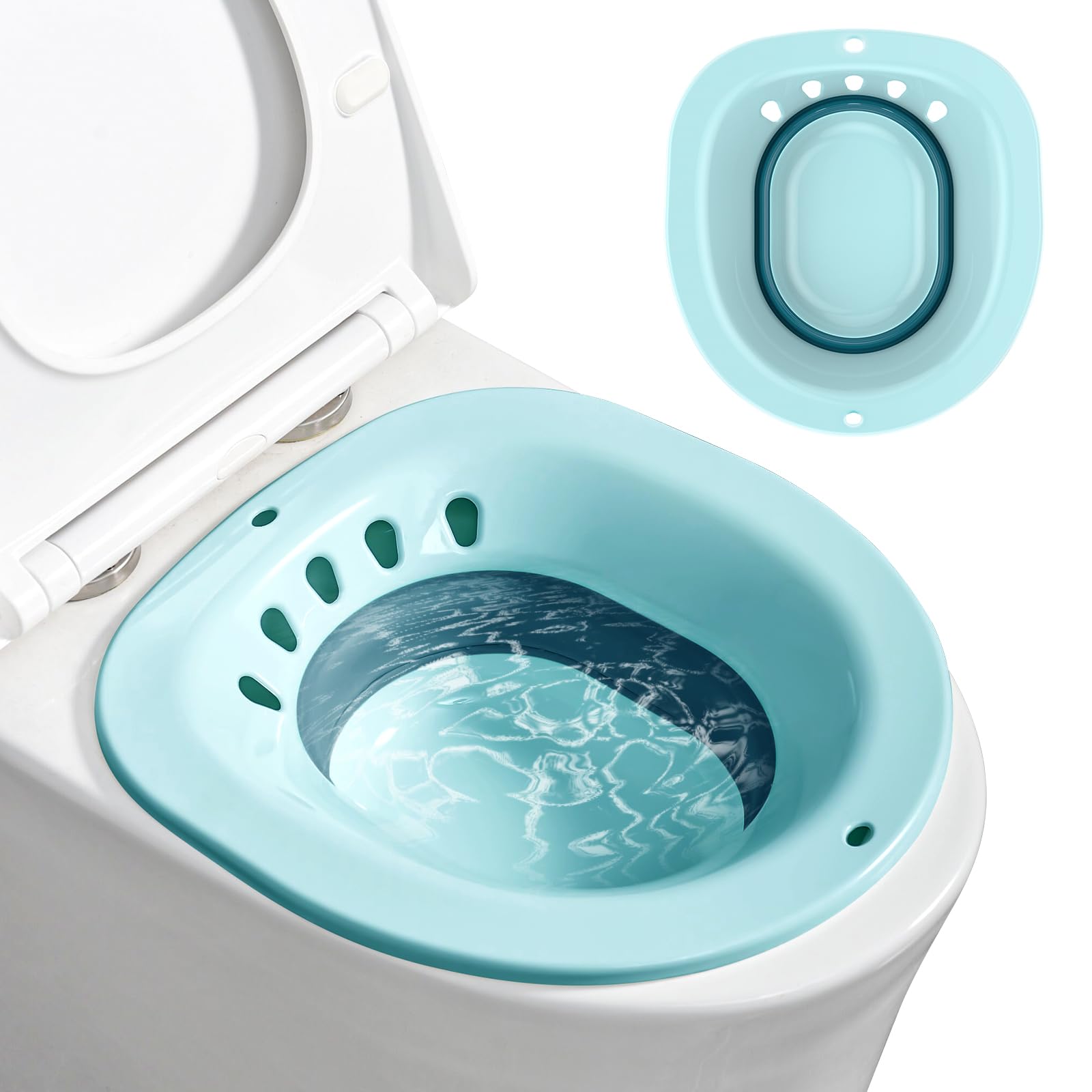 Faltbares Sitzbad für die Toilette, Bidet Einsatz für Toilette, Tragbares Sitzbadewanne für Hämorrhoidenbehandlung, Wochenbettpflege, Schwangere und ältere Menschen (Dunkelgrün)