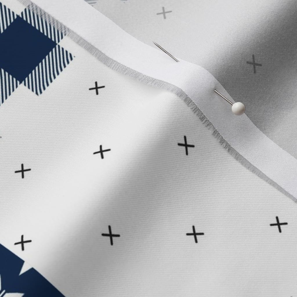 Spoonflower Fabric - Blue Cheater Quilt Plaid Chevron Patchwork Arrows Dots Check Printed on Organic Cotton Sateen Fabric by The Yard - Sewing Quilting Apparel Home Decor