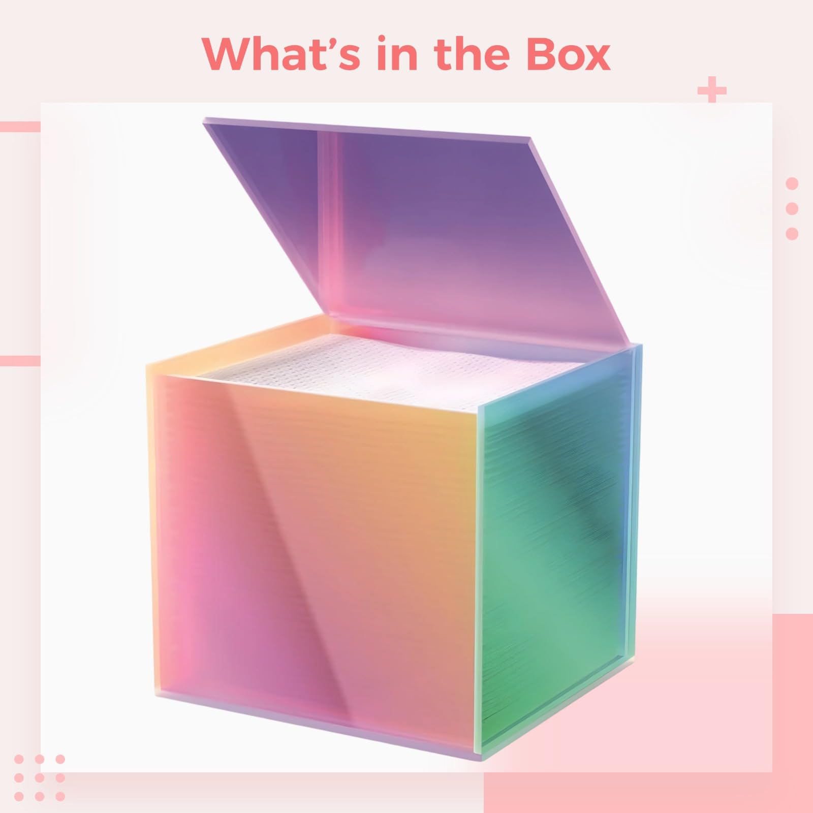 Prism - Scatola per asciugamani usa e getta, XL, in acrilico, con coperchio ribaltabile, colori vivaci, accesso con una sola mano per piano di lavoro del bagno