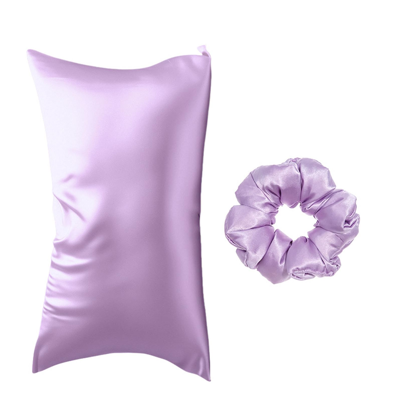 Buxuaaaa Women's Purple Durability Satins Pillowcases Cushions Covers Designed For Hair And Ideal For Bedroom Or Gift With Hair Tie Satins Pillowcase