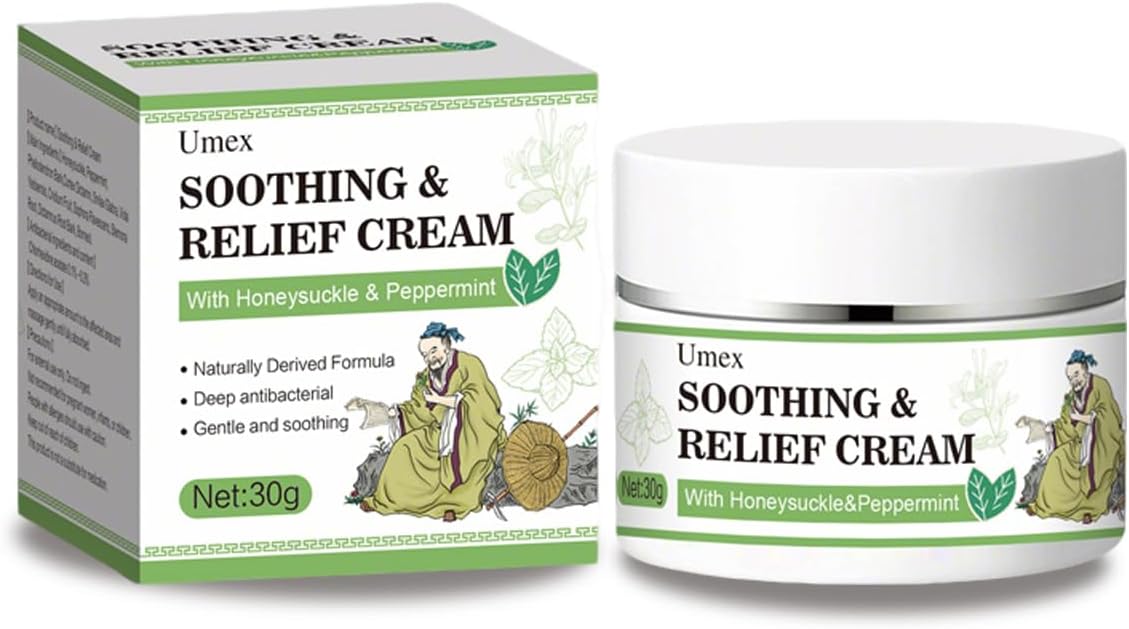 Umex Soothing Relief Cream - Herbal Moisturizer for Sensitive Skin, Lightweight Hydration & Comfort, Refreshing Daily Skin Care-1bottle（30g/1.06oz）(1)