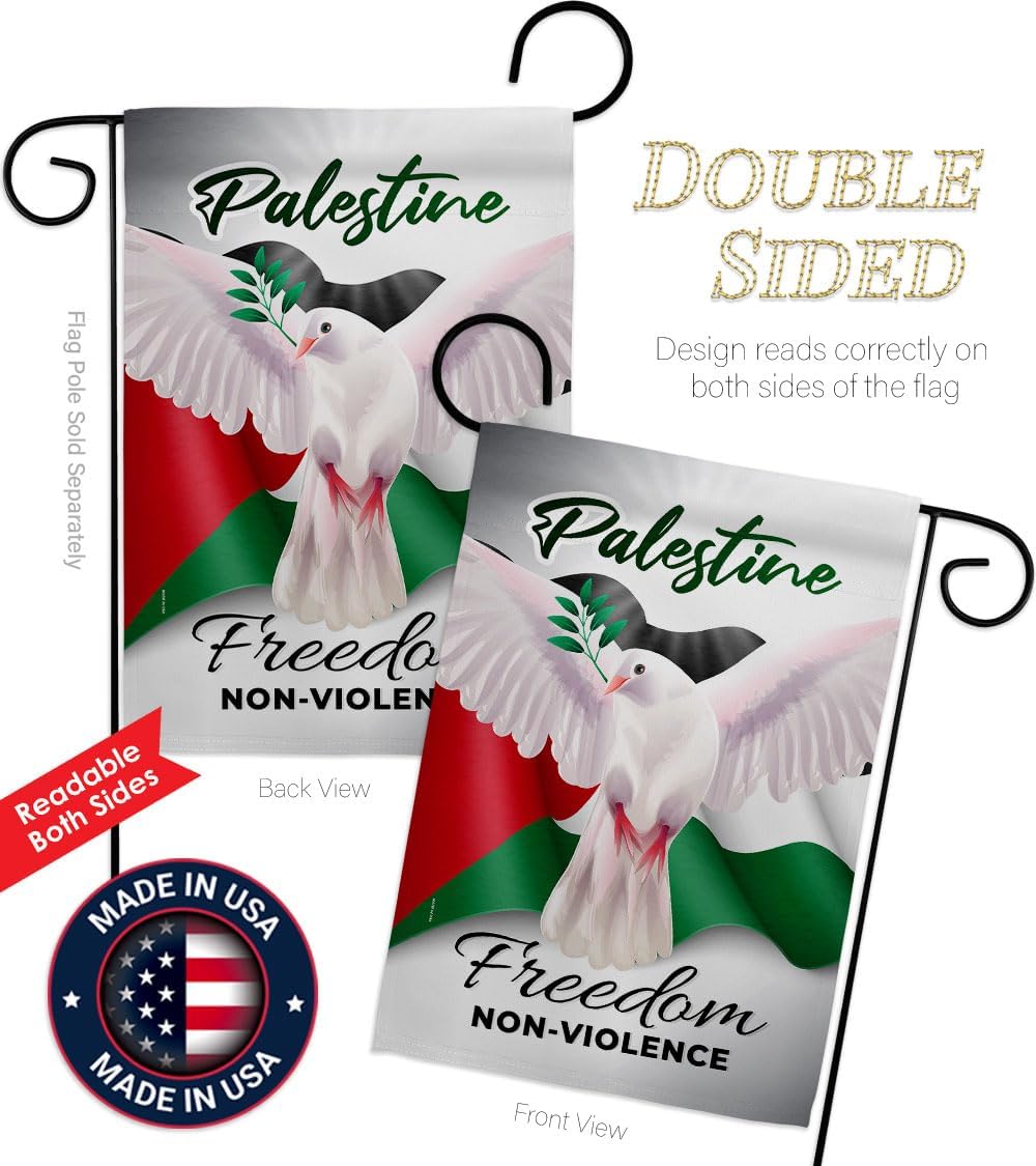 Free Palestine Flag Bandera de Support Palestinians Garden Porch Tapestry Home Door Poster Wall Hanging Religious Dove Room Cemetery Grave Yard Signs, Jewish Decorations Made in USA