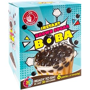 Orbitel O’s Instant Brown Sugar Boba/Tapioca Pearls, Ready in 30 Seconds, 2.12 Oz, Pack of 6