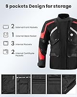 Vista 5 de ILM - Chaqueta de motocicleta para hombre para aventuras y viajes, con blindaje, para bicicleta de tierra, turismo, transpirable, impermeable