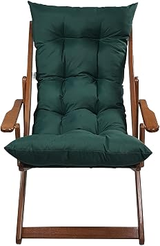 Bysay Wood Foldable Portable Puff Cushion Sleeve Sun Lounger. For Beach, Garden, Balcony (walnut-green)