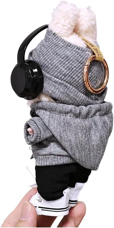 7pcs Outfit for Labubu 17cm Doll Cloth Set LBB Clothing and Accessories Hoodie Pants Shoes Hat Glasses Camera Headphone (No Doll)